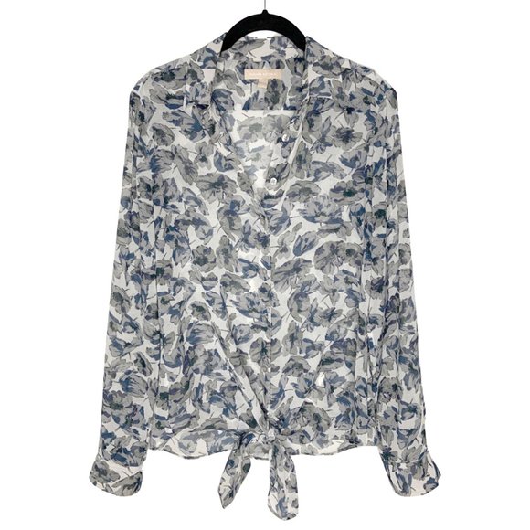 Banana Republic Tops - Floral Button Down Long Sleeve with Tie Front Bow